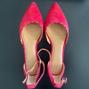 J. Crew Red Ankle Strap Flats Brand New
